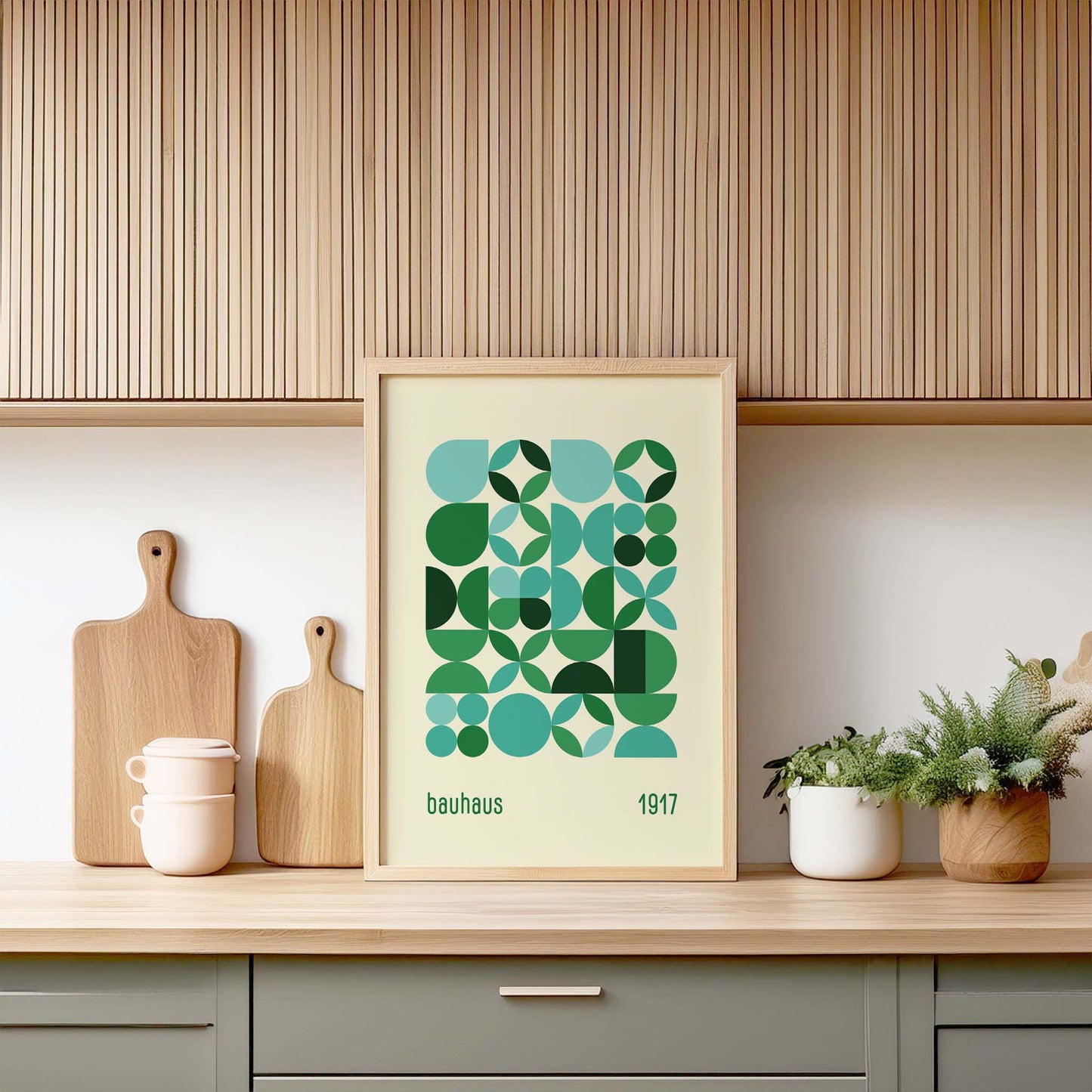 Bauhaus Green Shape Design Print, Bauhaus Wall Art, Retro, Mid Century Modern, Minimalist Wall Art, Print, Wall Art Print, Poster.