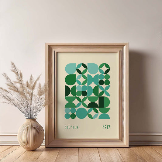 Bauhaus Green Shape Design Print, Bauhaus Wall Art, Retro, Mid Century Modern, Minimalist Wall Art, Print, Wall Art Print, Poster.