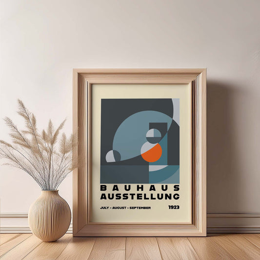 Bauhaus Blue & Orange Design Print, Bauhaus Wall Art, Retro, Mid Century Modern, Minimalist Wall Art, Print, Wall Art Print, Poster.