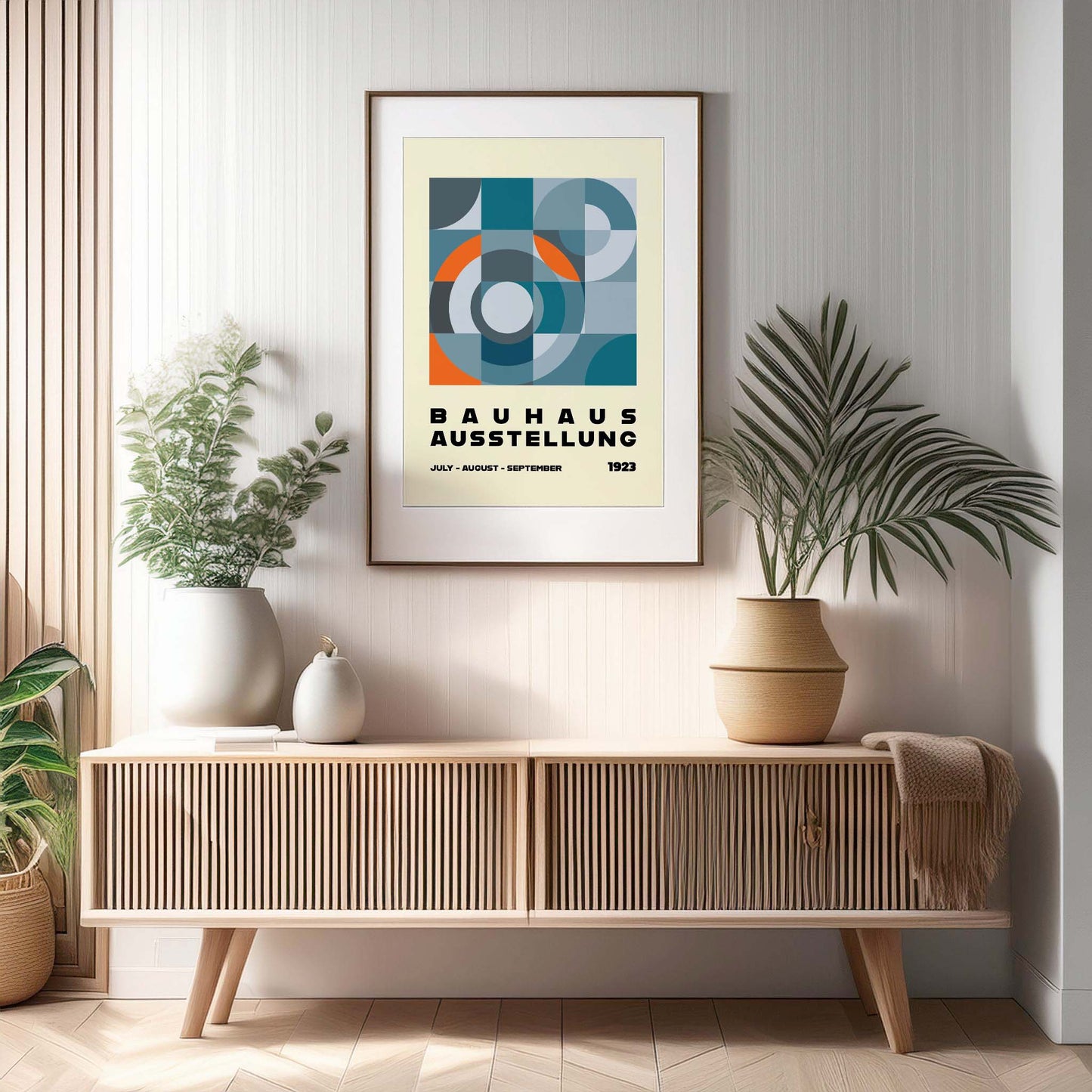 Bauhaus Blue & Orange Design Print, Bauhaus Wall Art, Retro, Mid Century Modern, Minimalist Wall Art, Print, Wall Art Print, Poster.