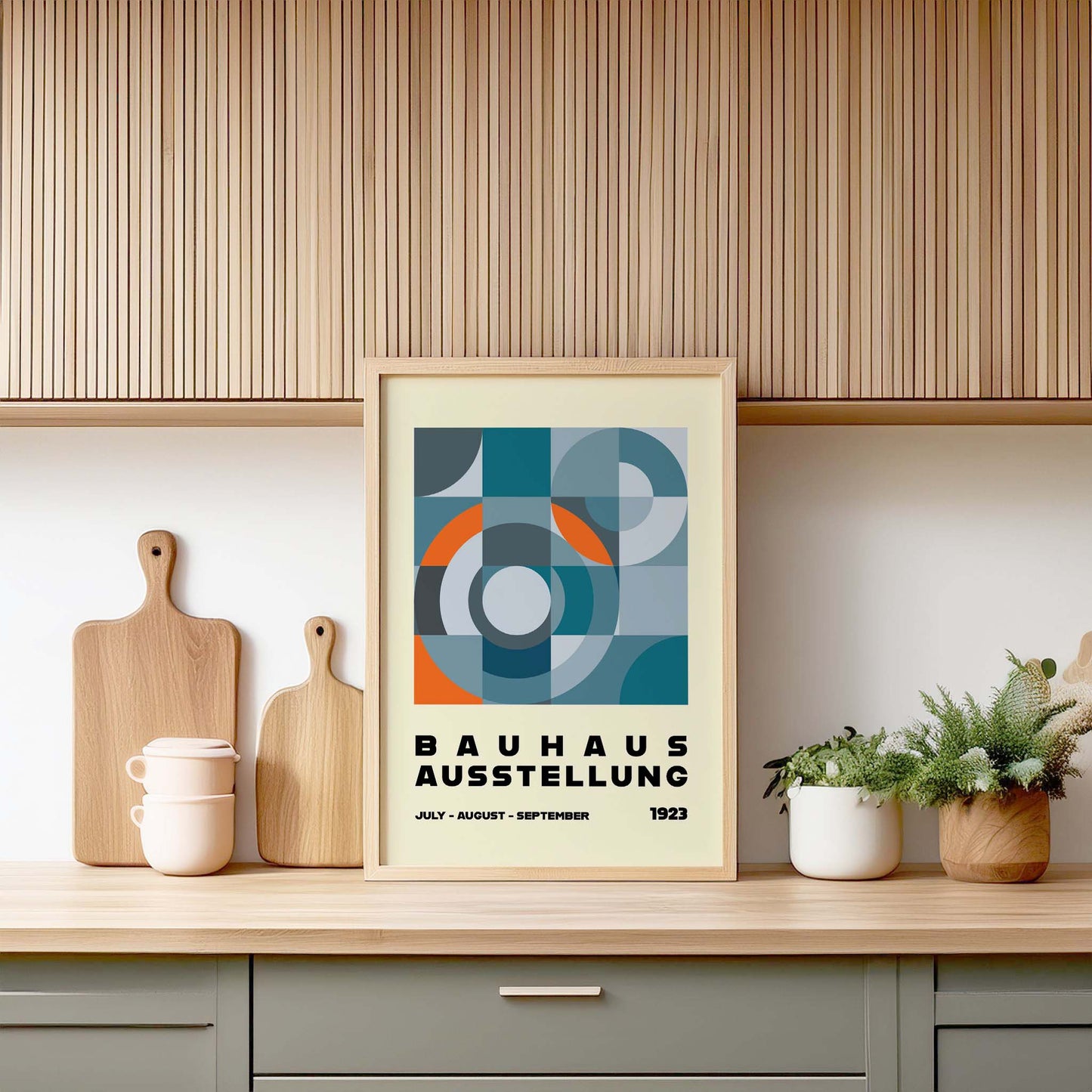 Bauhaus Blue & Orange Design Print, Bauhaus Wall Art, Retro, Mid Century Modern, Minimalist Wall Art, Print, Wall Art Print, Poster.