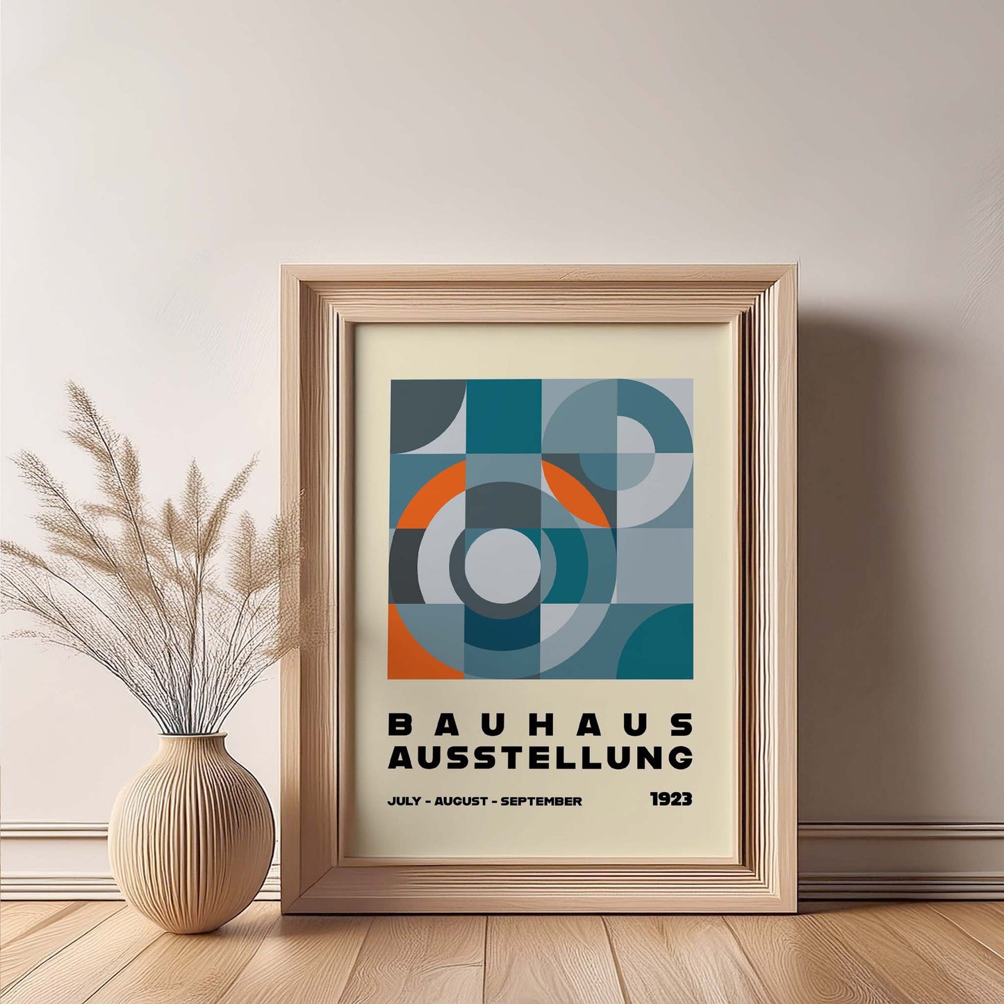 Bauhaus Blue & Orange Design Print, Bauhaus Wall Art, Retro, Mid Century Modern, Minimalist Wall Art, Print, Wall Art Print, Poster.