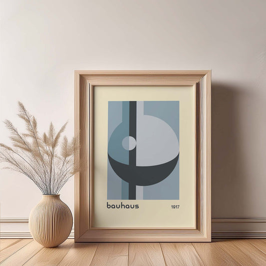 Bauhaus Blue Globe Design Print, Bauhaus Wall Art, Retro, Mid Century Modern, Minimalist Wall Art, Print, Wall Art Print, Poster.