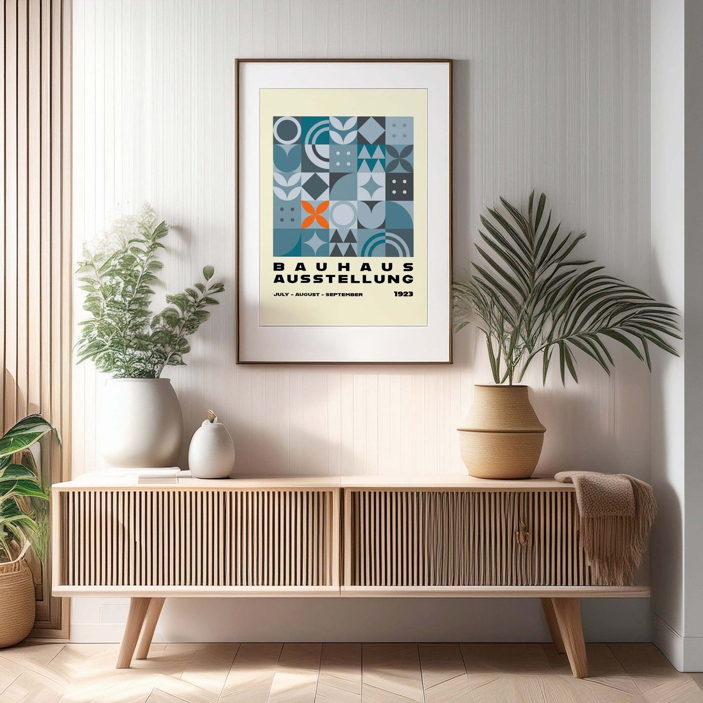 Bauhaus Blue & Orange Design Print, Bauhaus Wall Art, Retro, Mid Century Modern, Minimalist Wall Art, Print, Wall Art Print, Poster.