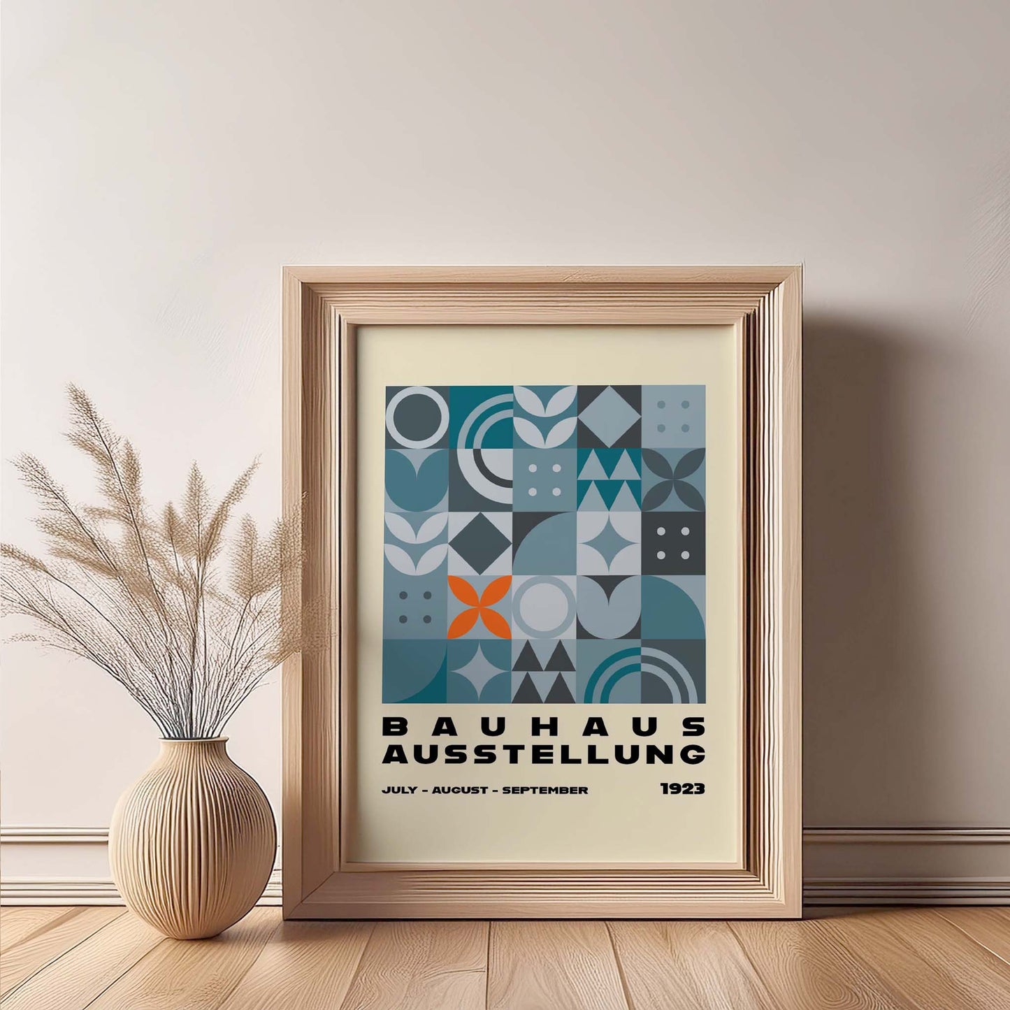 Bauhaus Blue & Orange Design Print, Bauhaus Wall Art, Retro, Mid Century Modern, Minimalist Wall Art, Print, Wall Art Print, Poster.