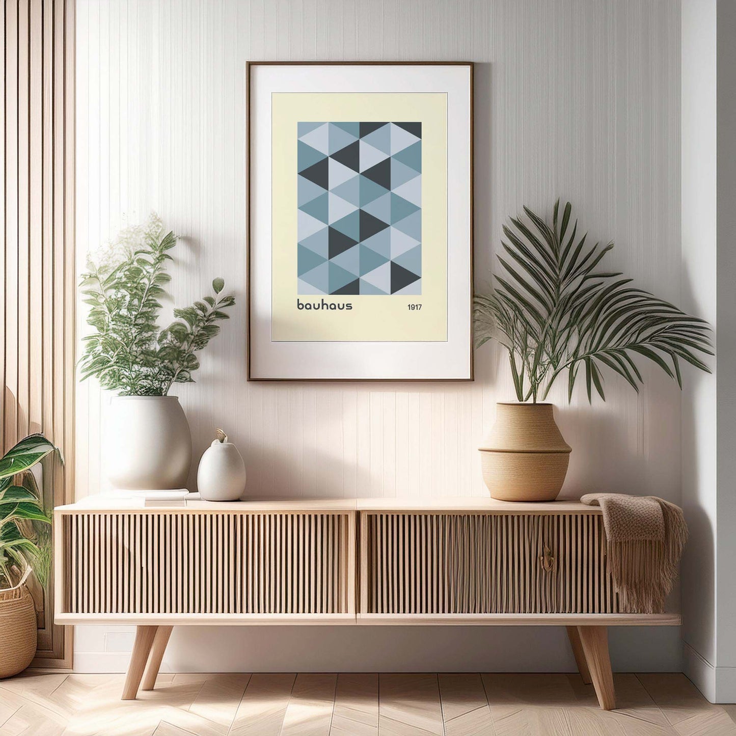 Bauhaus Blue Triangular Design Print, Bauhaus Wall Art, Retro, Mid Century Modern, Minimalist Wall Art, Print, Wall Art Print, Poster.