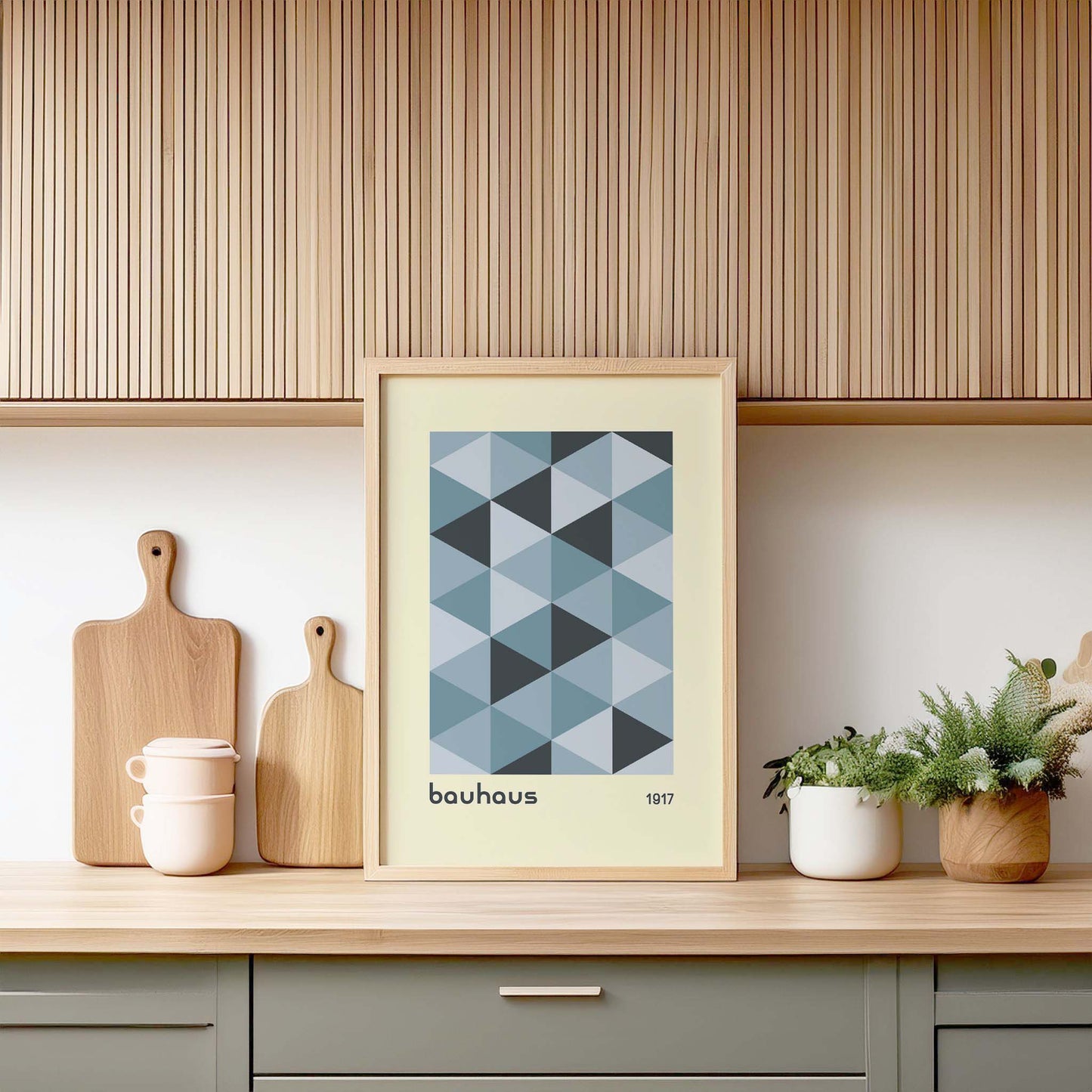 Bauhaus Blue Triangular Design Print, Bauhaus Wall Art, Retro, Mid Century Modern, Minimalist Wall Art, Print, Wall Art Print, Poster.