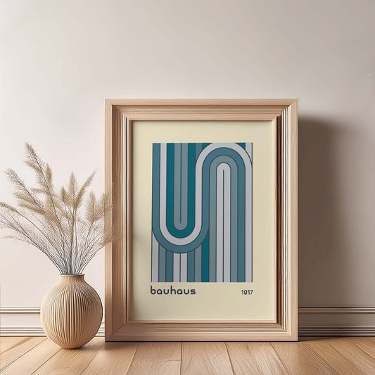 Bauhaus Blue Tubular Design Print, Bauhaus Wall Art, Retro, Mid Century Modern, Minimalist Wall Art, Print, Wall Art Print, Poster.