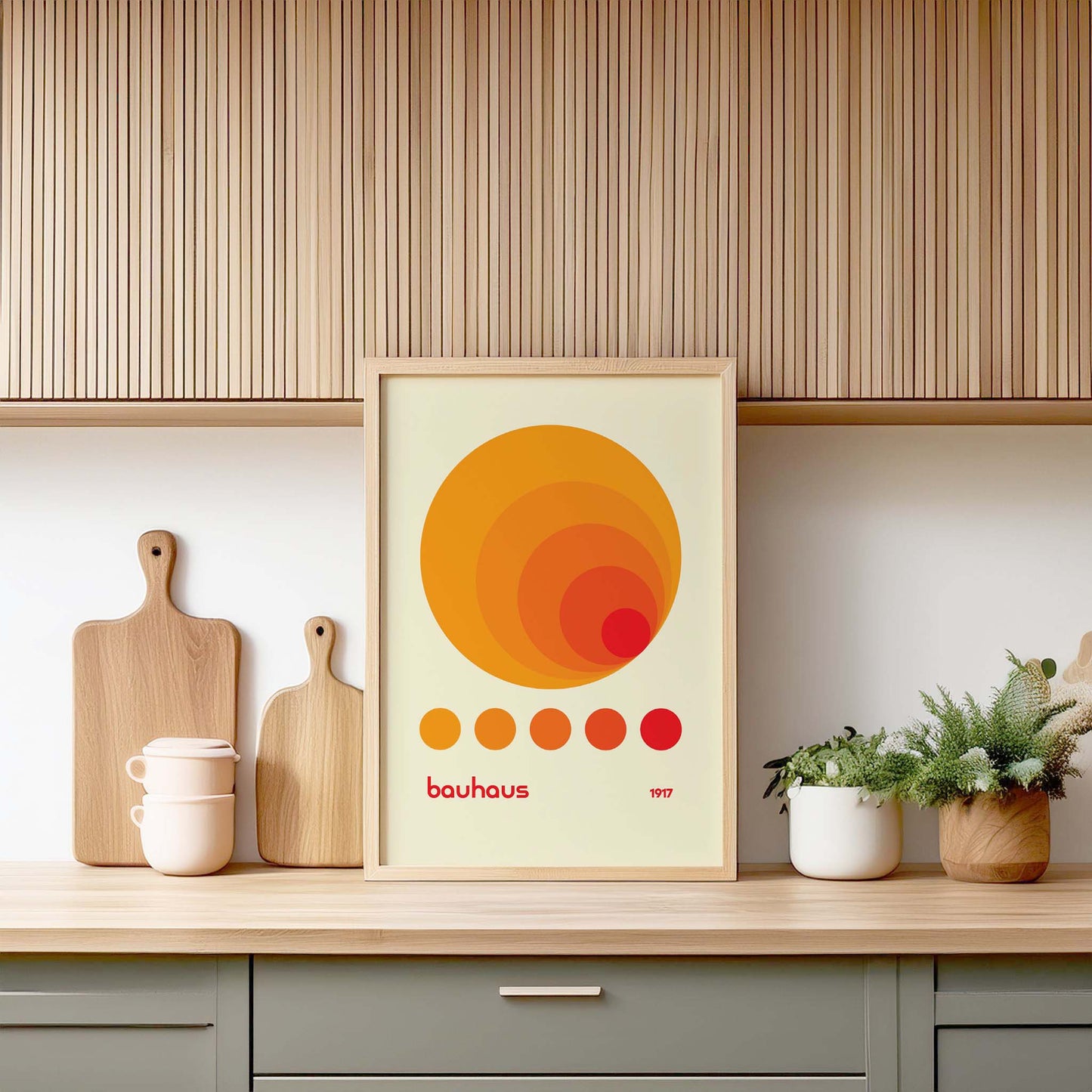 Bauhaus Orange Circles Design Print, Bauhaus Wall Art, Retro, Mid Century Modern, Minimalist Wall Art, Print, Wall Art Print, Poster.