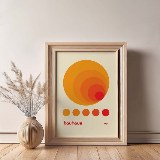 Bauhaus Orange Circles Design Print, Bauhaus Wall Art, Retro, Mid Century Modern, Minimalist Wall Art, Print, Wall Art Print, Poster.