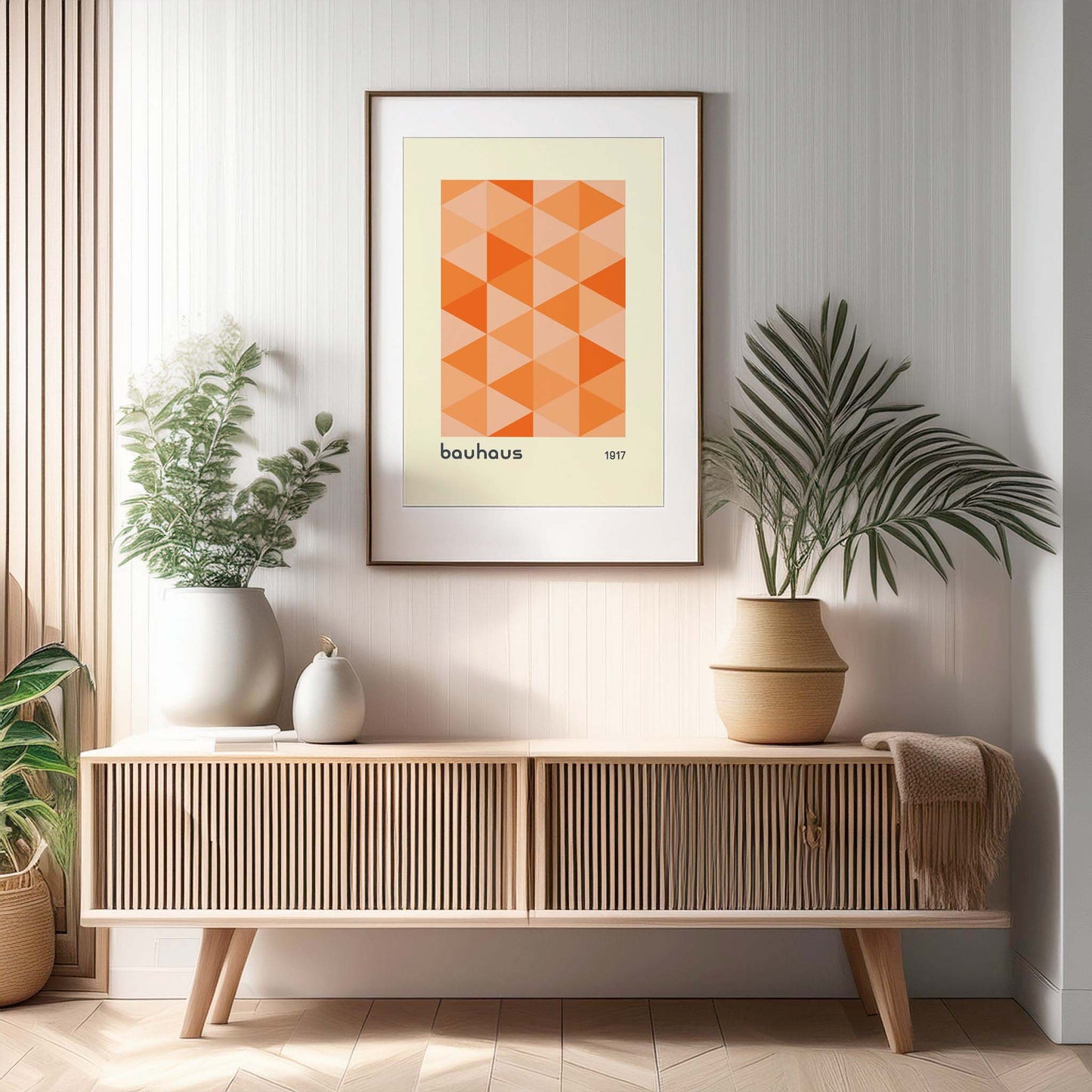 Bauhaus Orange Triangular Design Print, Bauhaus Wall Art, Retro, Mid Century Modern, Minimalist Wall Art, Print, Wall Art Print, Poster.