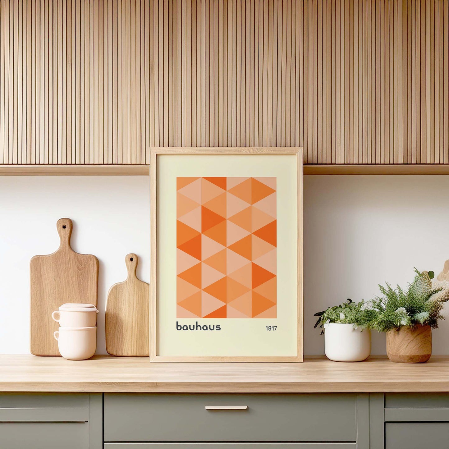 Bauhaus Orange Triangular Design Print, Bauhaus Wall Art, Retro, Mid Century Modern, Minimalist Wall Art, Print, Wall Art Print, Poster.