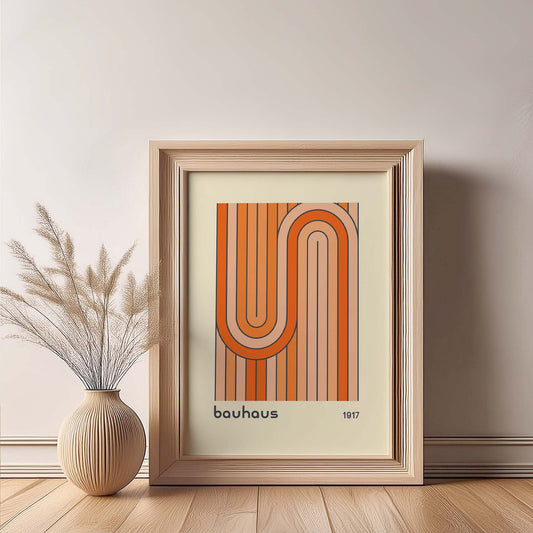 Bauhaus Orange Tubular Design Print, Bauhaus Wall Art, Retro, Mid Century Modern, Minimalist Wall Art, Print, Wall Art Print, Poster.