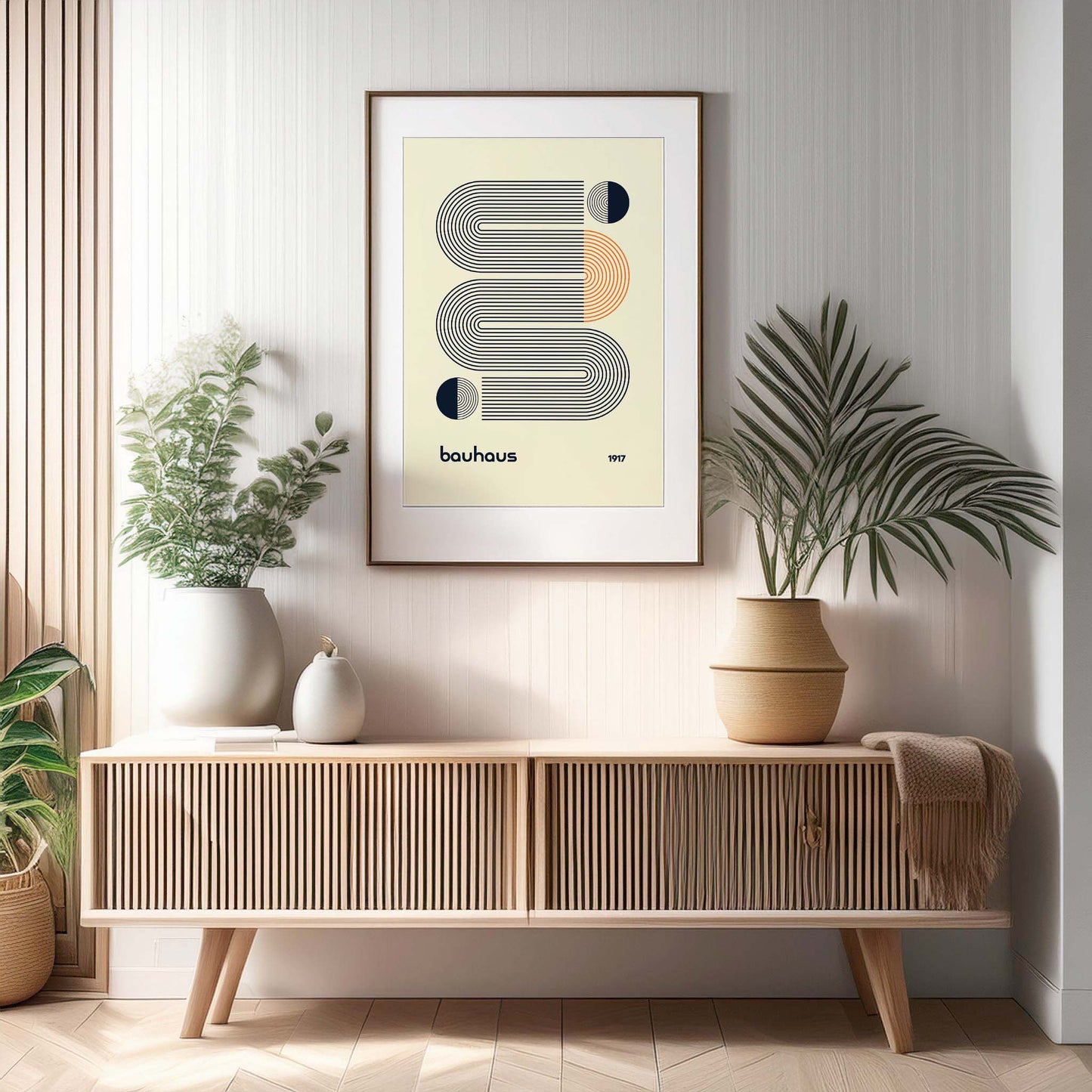 Bauhaus Parallel Print Design, Blue & Orange, Bauhaus Wall Art, Retro, Minimalist Wall Art, Print, Wall Art Print, Poster.