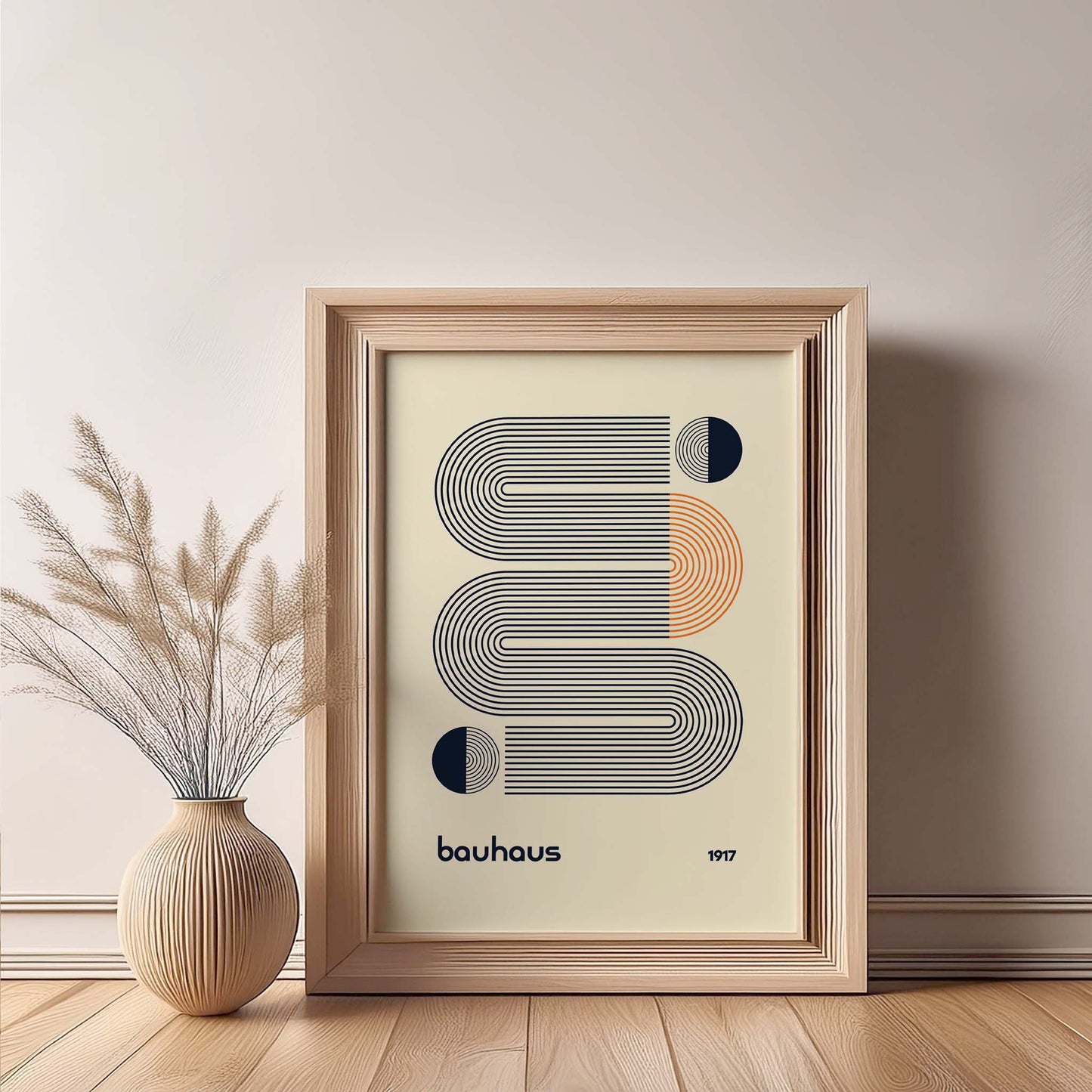 Bauhaus Parallel Print Design, Blue & Orange, Bauhaus Wall Art, Retro, Minimalist Wall Art, Print, Wall Art Print, Poster.