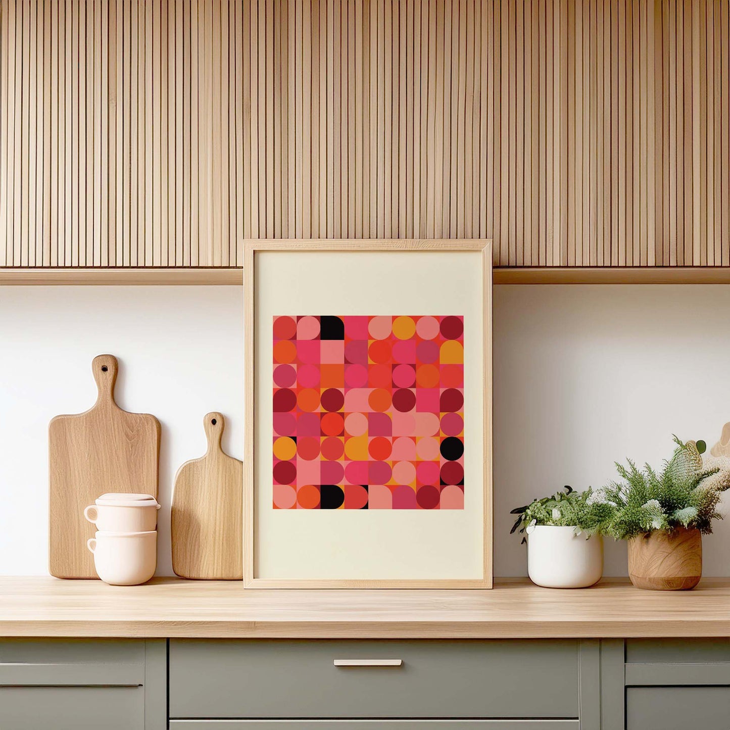 Geometric Pink & Orange Modern Design Print, Wall Art, Geometric Wall Art, Minimalist Wall Art, Print, Wall Art Print, Poster.