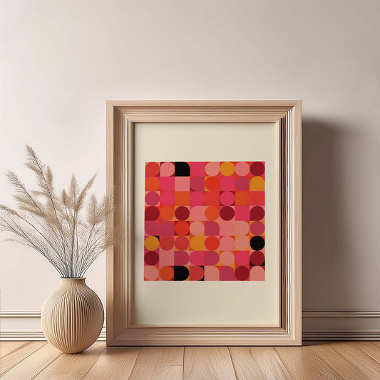 Geometric Pink & Orange Modern Design Print, Wall Art, Geometric Wall Art, Minimalist Wall Art, Print, Wall Art Print, Poster.