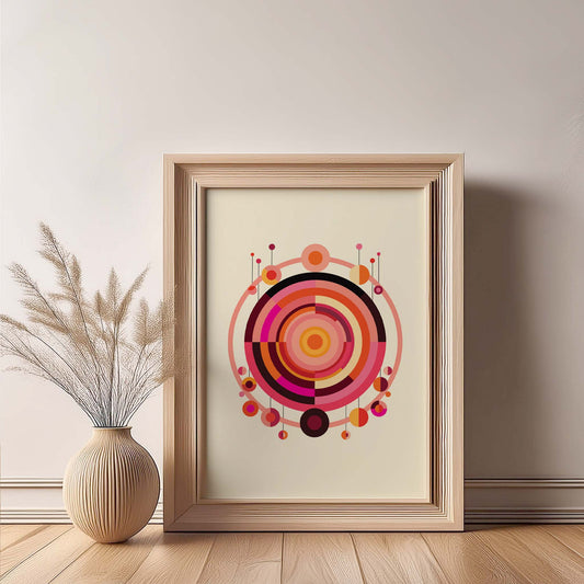 Geometric Pink & Orange Modern Design Print, Wall Art, Geometric Wall Art, Minimalist Wall Art, Print, Wall Art Print, Poster.