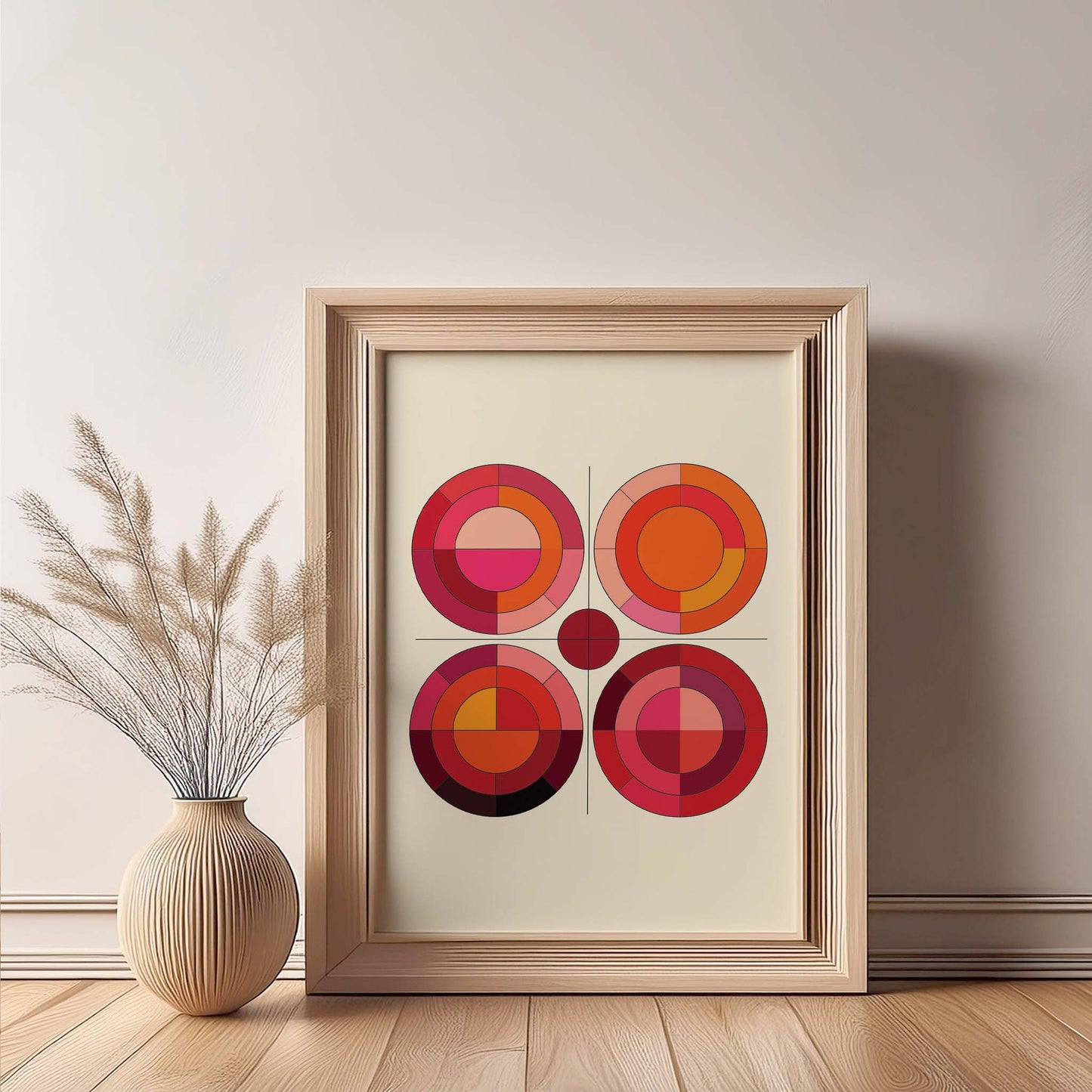 Geometric Pink & Orange Modern Design Print, Wall Art, Geometric Wall Art, Minimalist Wall Art, Print, Wall Art Print, Poster.